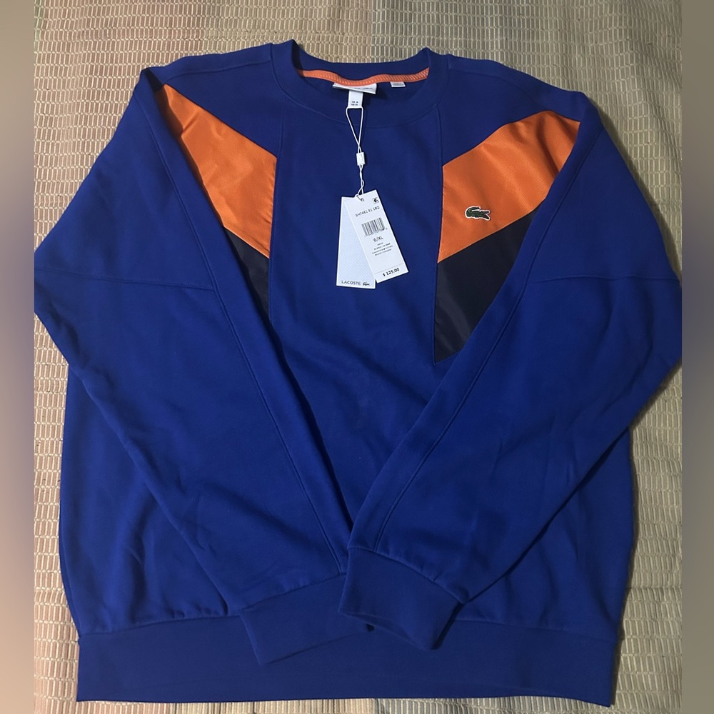 Lacoste Men's Crewneck Sweater in Blue and Orange